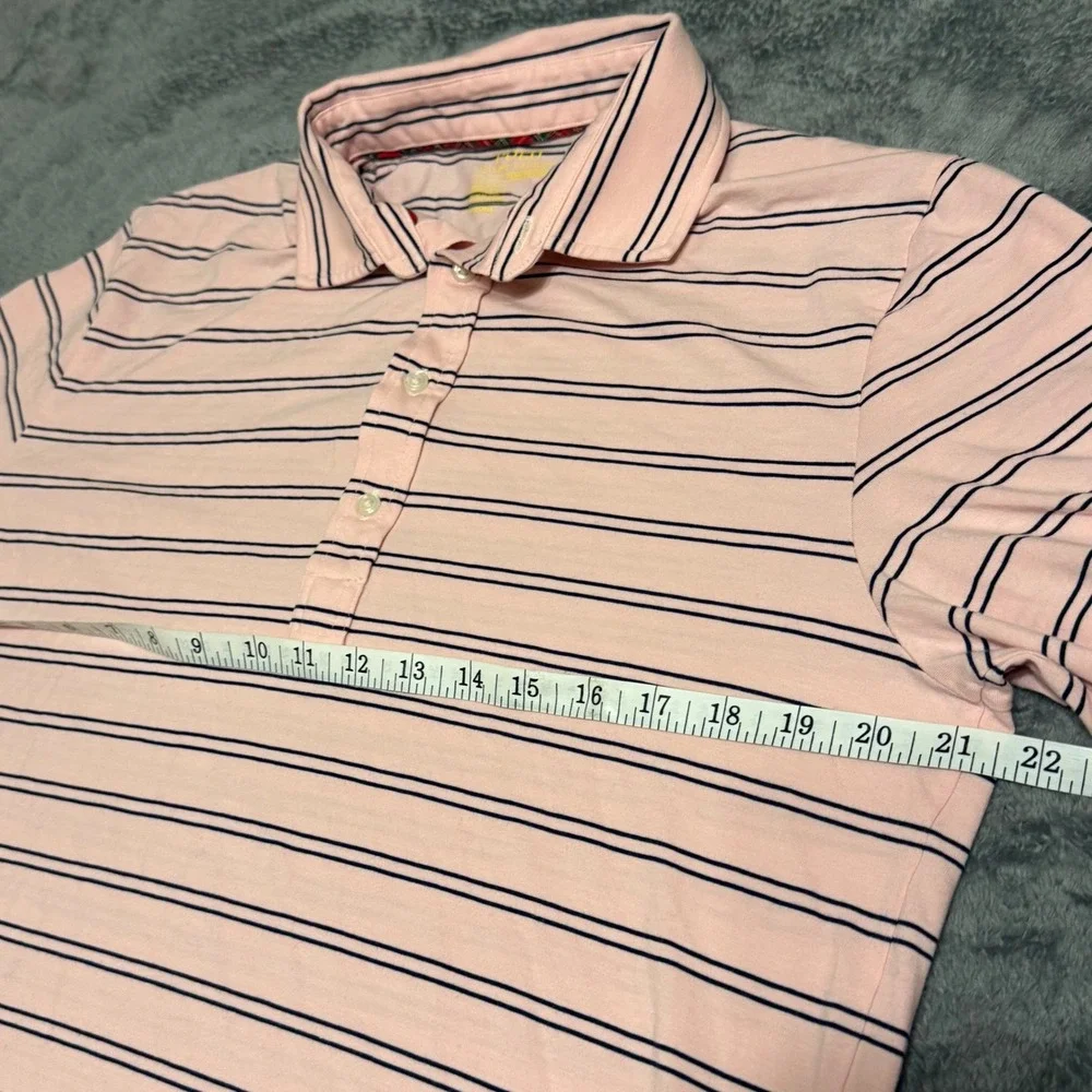 Ralph Lauren Performance Polo Shirt Pink Navy Stripe Classic Fit‎ Mens M